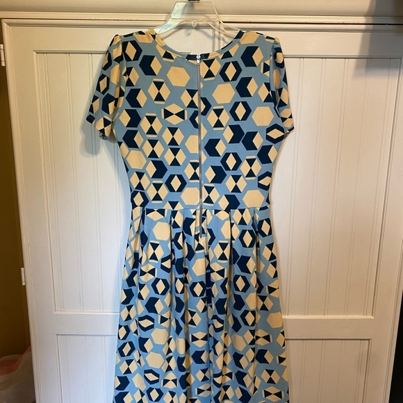 Lularoe Amelia NEW Zip Up Dress Large Yellow, Blue, & Navy - Picture 7 of 10
